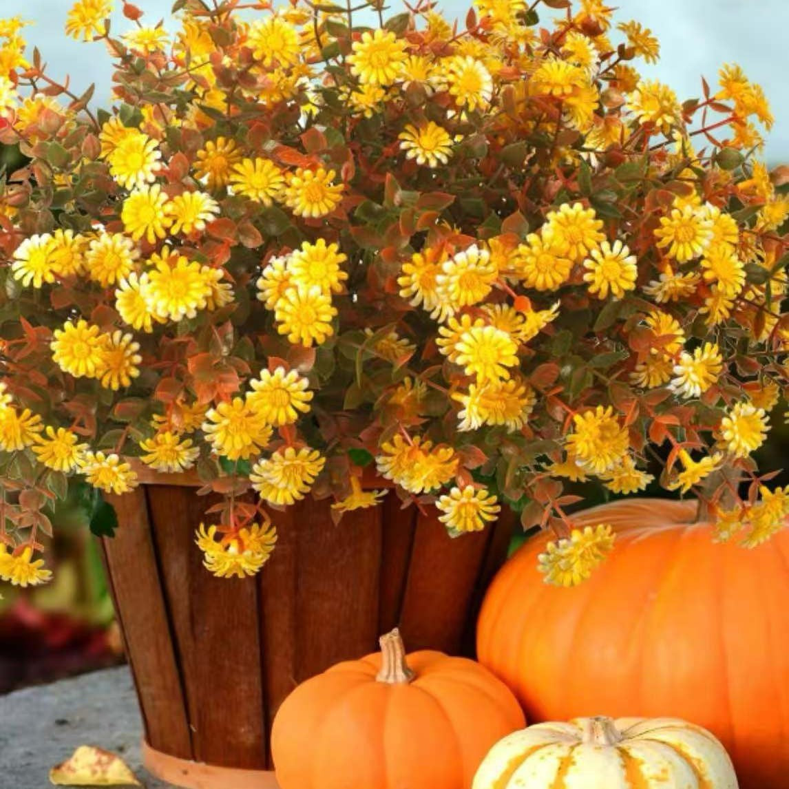 Autumn Artificial Flowers for Home Garden Outdoor Decor - Fake Faux Floral Arrangements