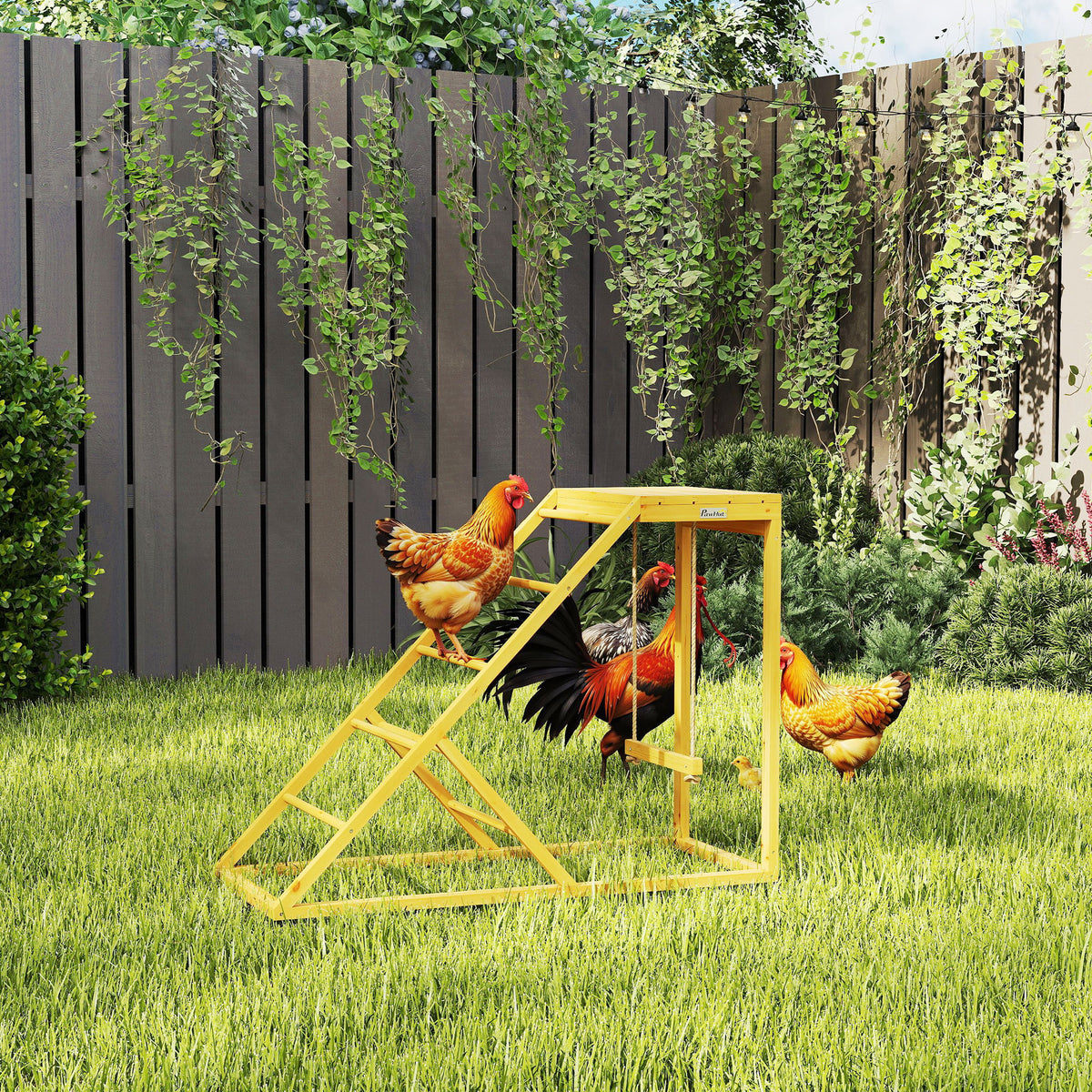 Chicken Activity Play Set with Perches & Ladder - Yellow, 1040x495x140mm