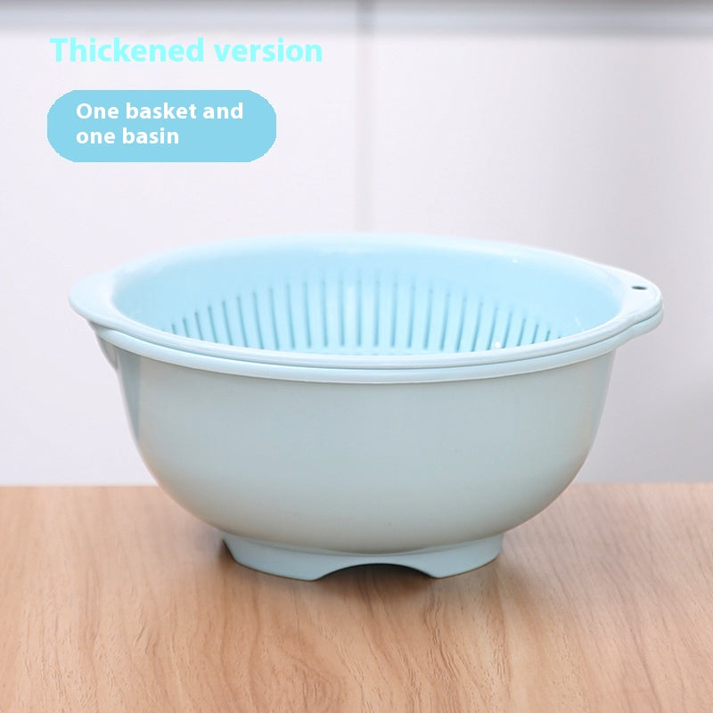 Double-Layer Vegetable Washing Basket for Kitchen Drain Storage