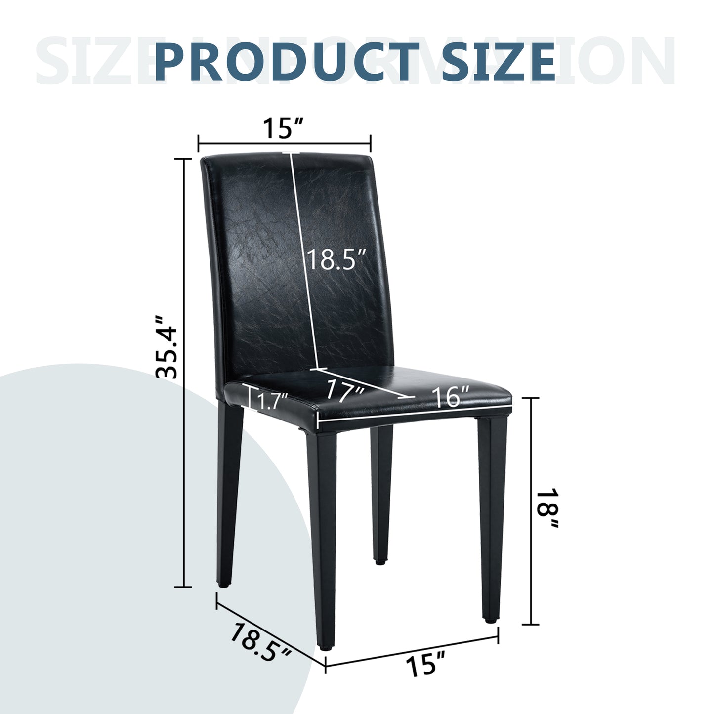 Two Black PU Dining Chairs, Simple And Versatile, Comfortable
