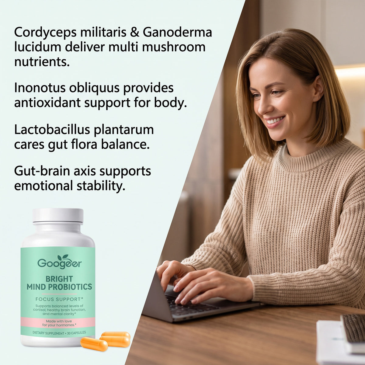 Nutritional Capsules with Cordyceps & Probiotics - 30 Pack