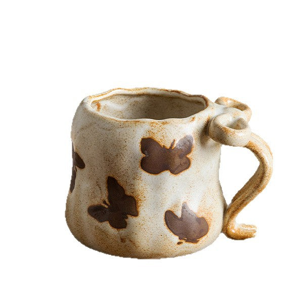 Ceramic Coffee Mug Set - Kiln-Shift Household Drinkware with Floral Patterns