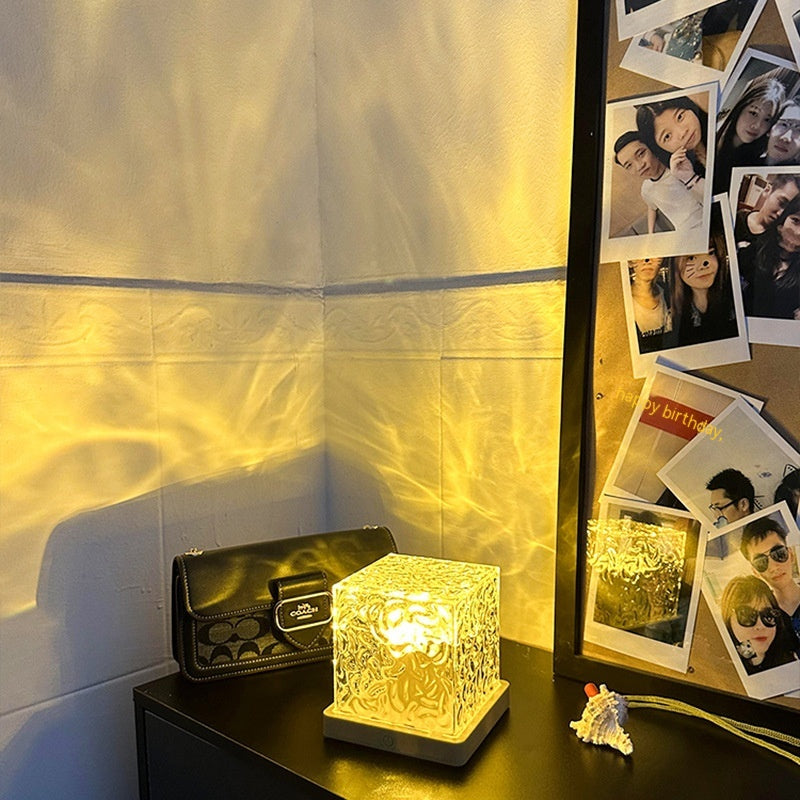 LED Water Ripple Night Light with Remote Control - 16 Color Dimmable Table Lamp