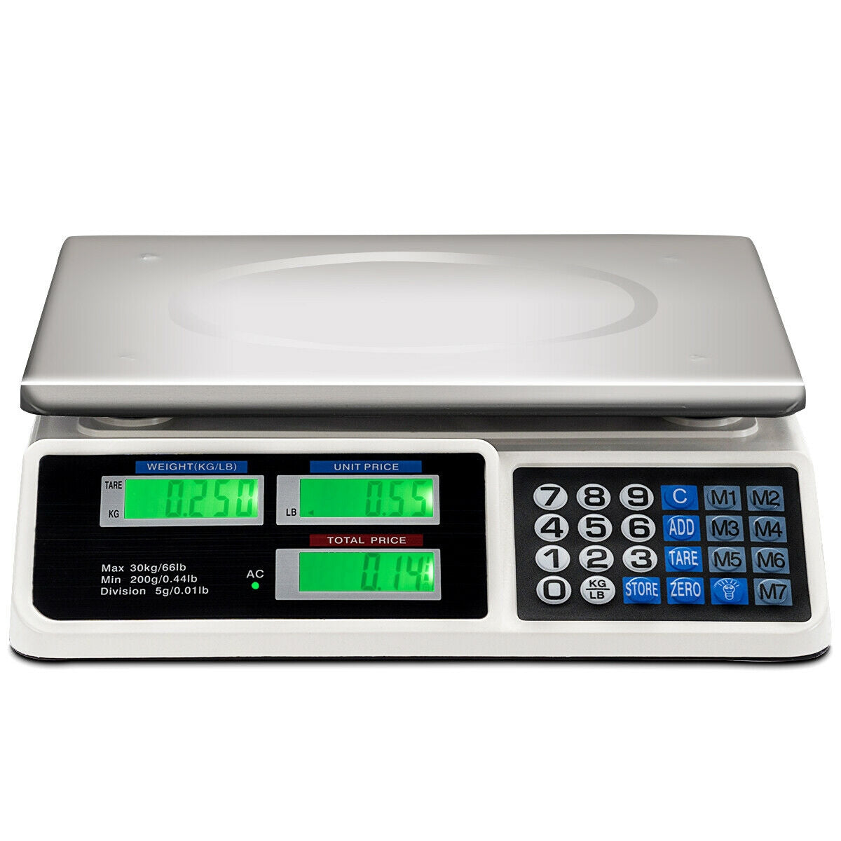 Electronic Price Computing Scale with LCD Display - 66 Lbs