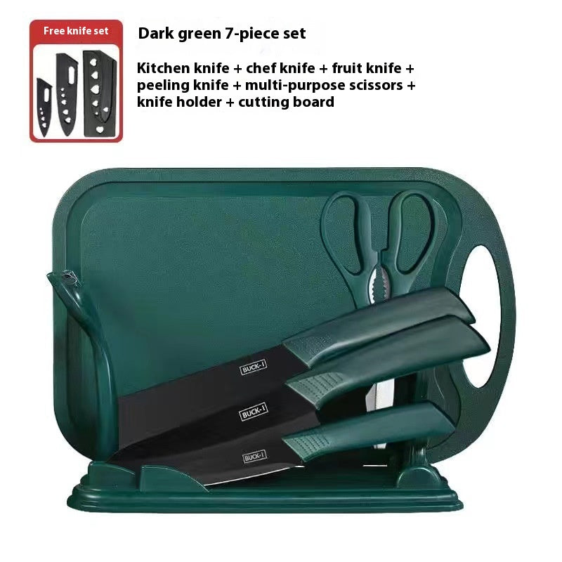 Kitchen Knife Set with Cutting Board - Black Steel Chef & Utility Knives
