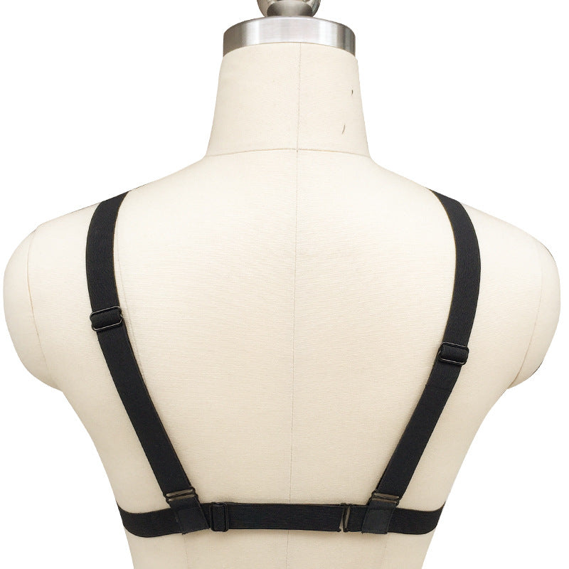Pentagram Straps Lingerie Hollow Cross Rivets Back Body Harness Black One Size