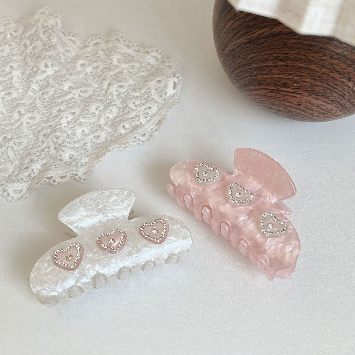 Korean Heart Hair Clip Sparkle Acetate