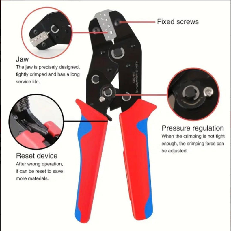 Red Crimping Pliers for Wire Terminals and Connectors - Hand Tool