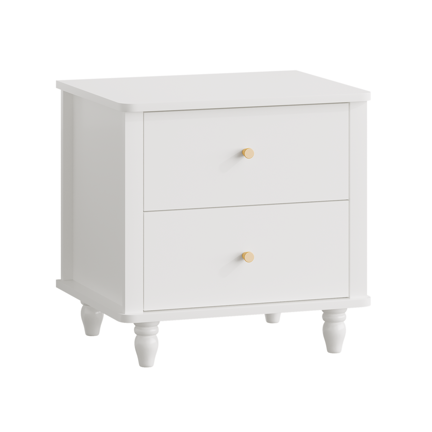 Modern White 2-Drawer Nightstand - MDF Bedside Table