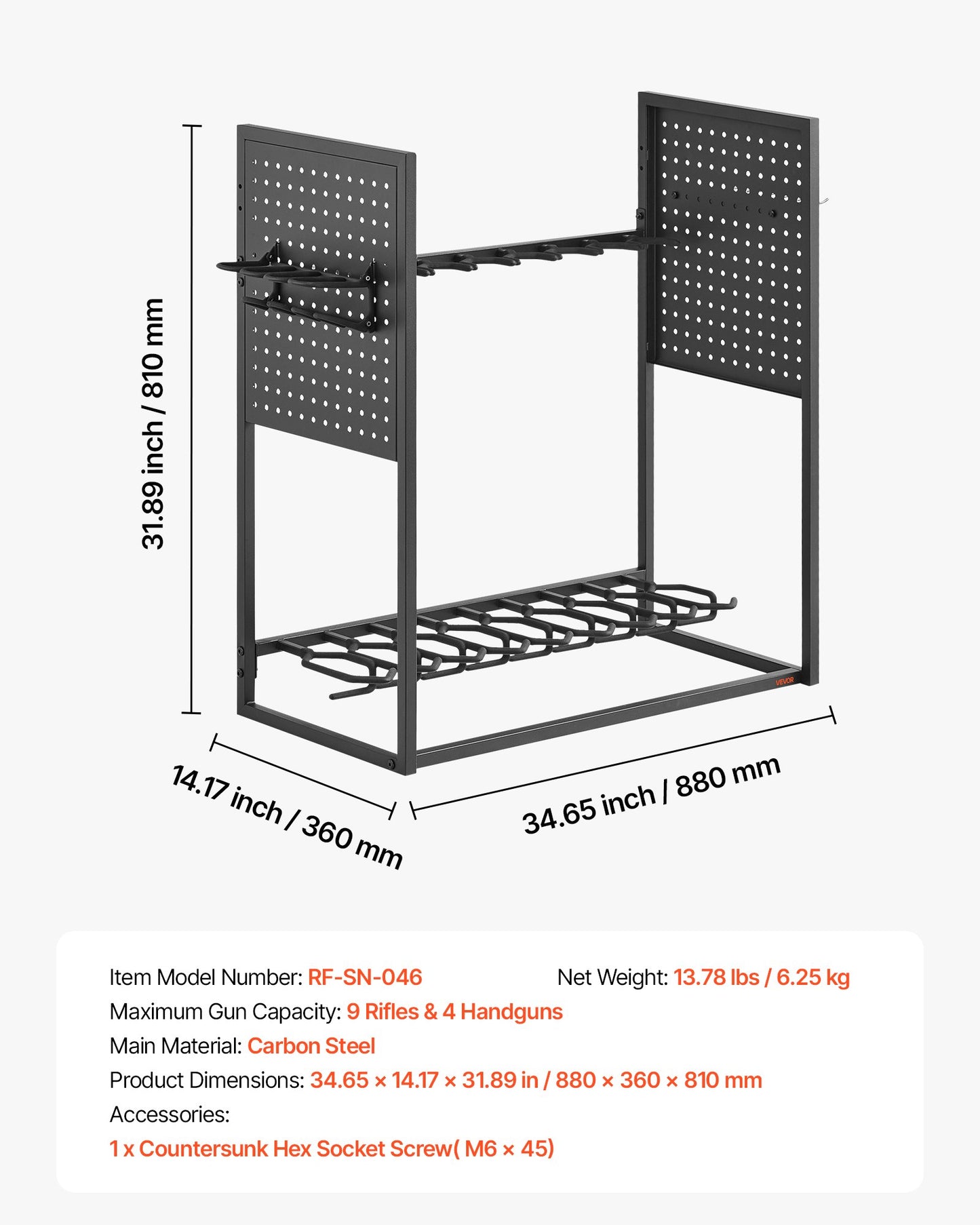 Heavy Duty Steel Gun Rack for Indoor Storage - Holds 9 Rifles & 4 Pistols