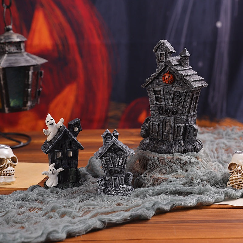 Halloween Pumpkin Haunted House Decorations Resin Props Set - Multiple Variants