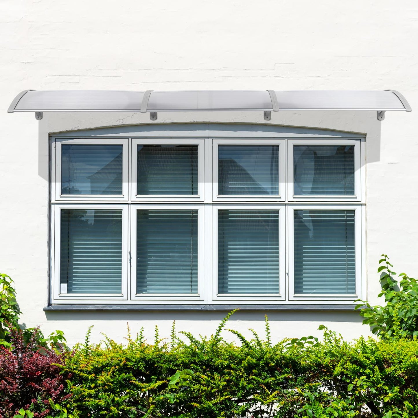Outdoor Window Awning Canopy 120x38 Inch Polycarbonate Cover Sun Rain Snow Protection Grey