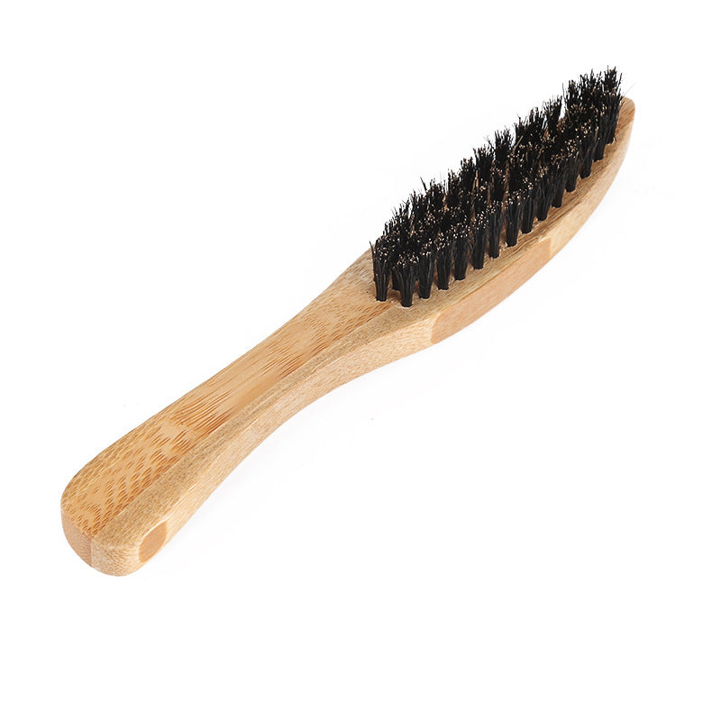 Men's Portable Beard Brush with Handle - Wooden Bamboo Grooming Tool