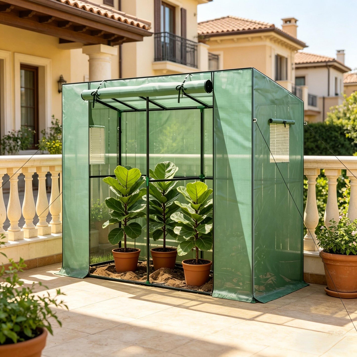 Portable Greenhouse with Roll-Up Door - Small Green, 78.7" L
