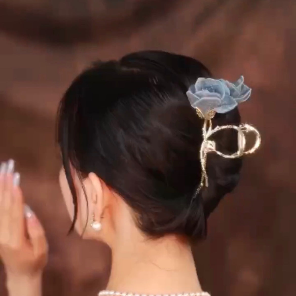 Flower Hair Clip - Blue Grab Clip Korean Style