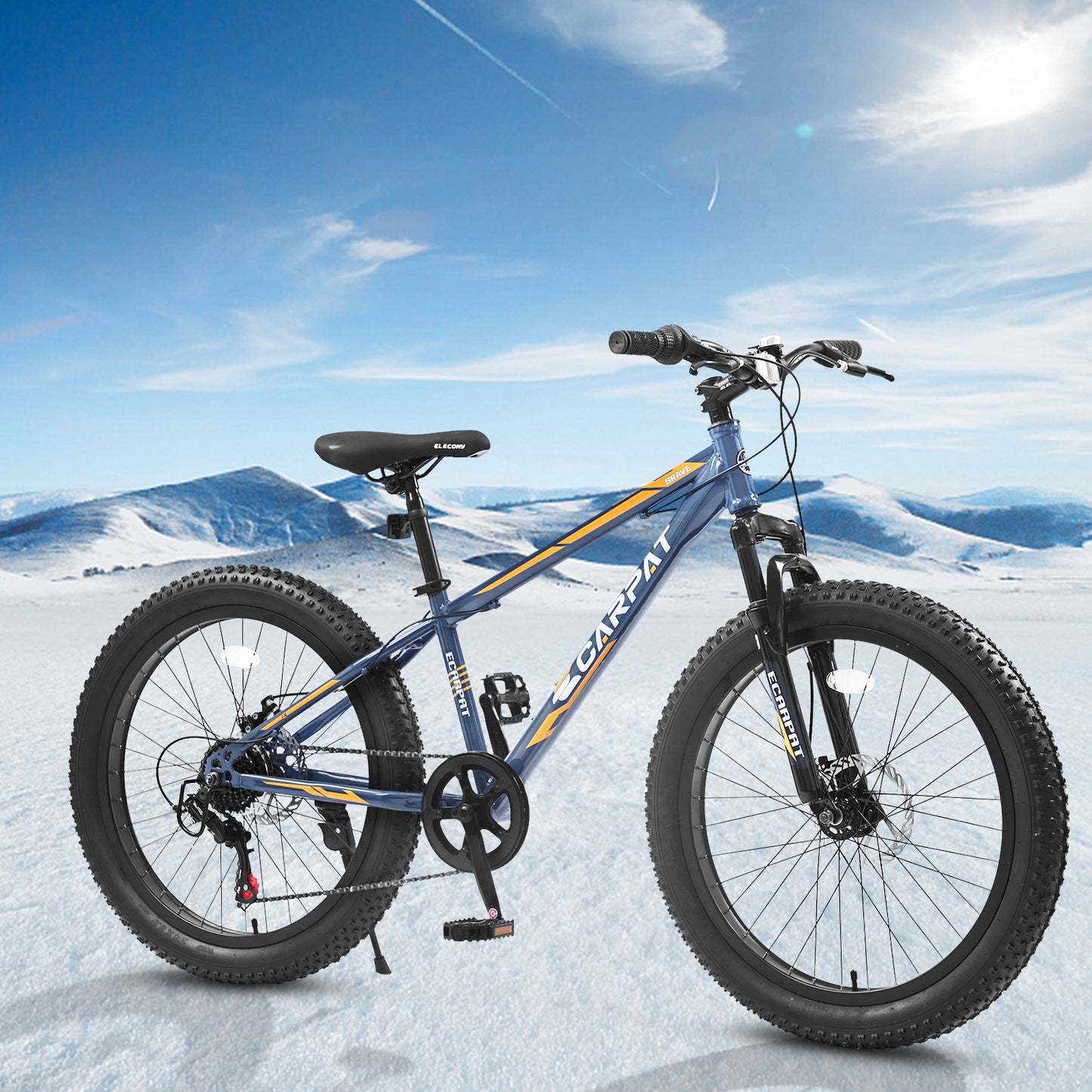24 Inch Fat Tire Mountain Bike - Full Shimano 7 Speed, Gray