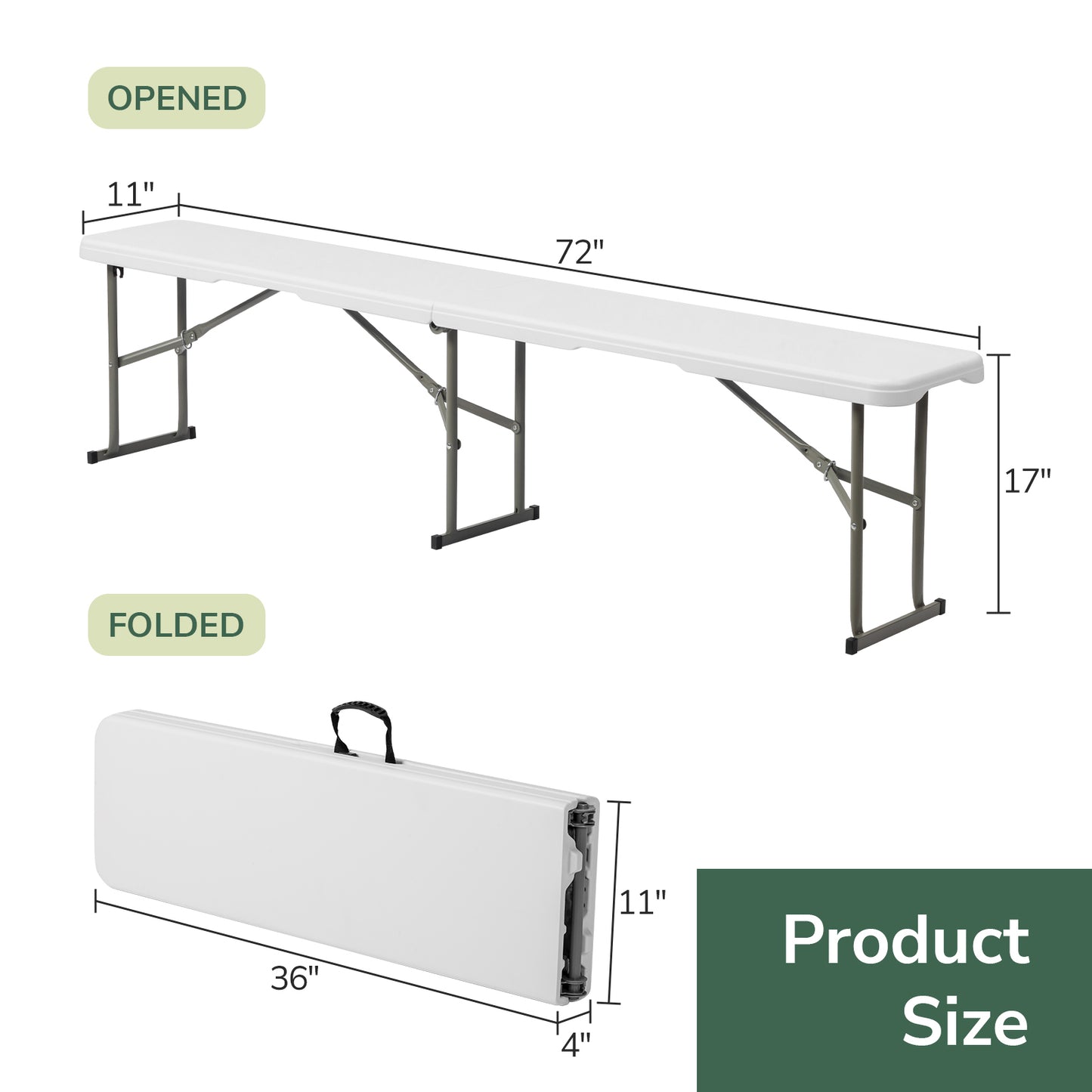 6-Foot Portable Folding Bench - Lightweight, Stain Resistant
