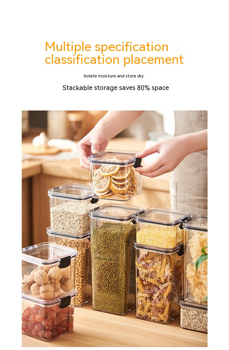 Food Grade Plastic Grain Storage Canisters with Sealed Lid - Stackable Food Containers