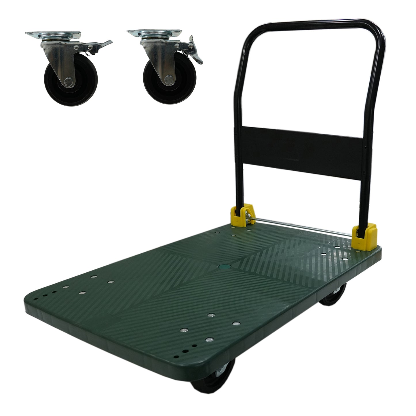 Foldable Push Hand Truck Cart - 880 Lbs Capacity, Green