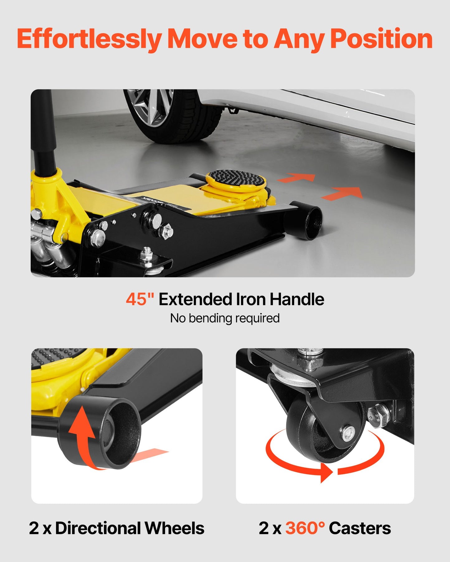 2 Ton Hydraulic Floor Jack for Cars - Low Profile Steel Trolley Lift with Dual Pistons
