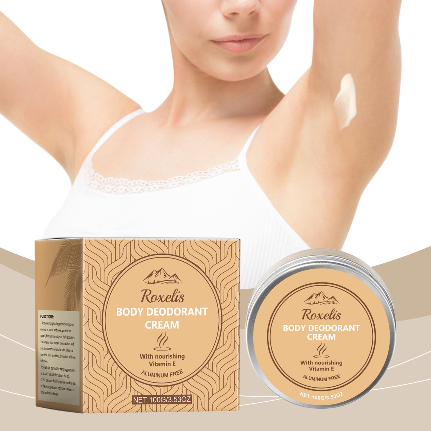 Moisturizing Deodorant Body Cream with Coconut Oil & Tocopherol