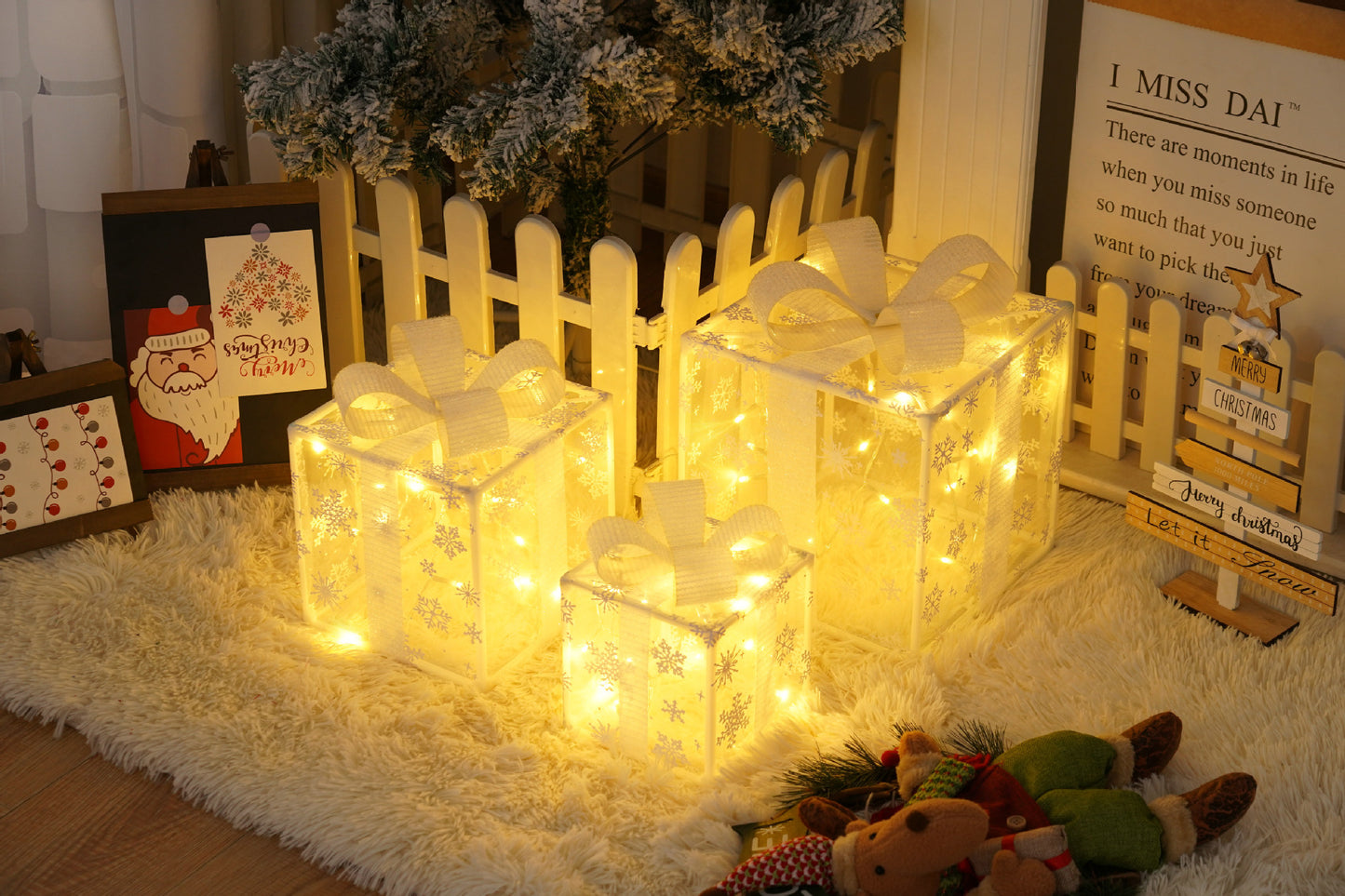 Remote Control Christmas Gift Box Lights - Holiday Decorative LED Set