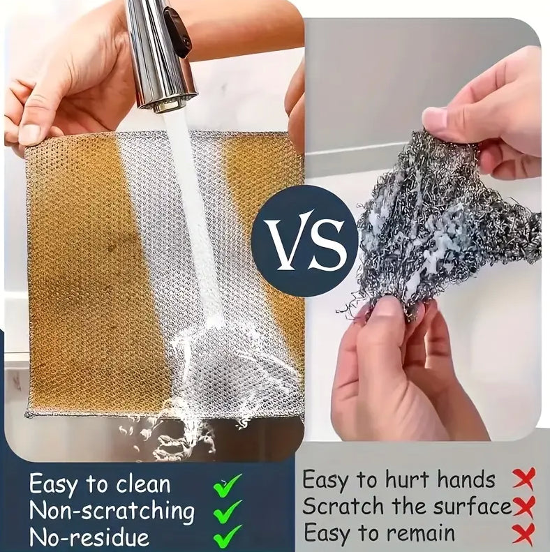 Double-Sided Kitchen Oilproof Cleaning Scouring Pad - Microfiber, 20x20cm, Multi-Pack
