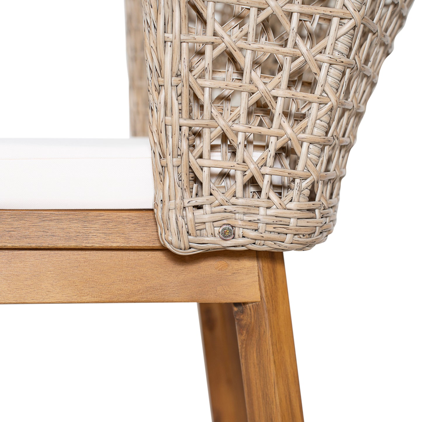 Outdoor Acacia Wood Bar Stools Set of 4 with Cushions & Wicker Back