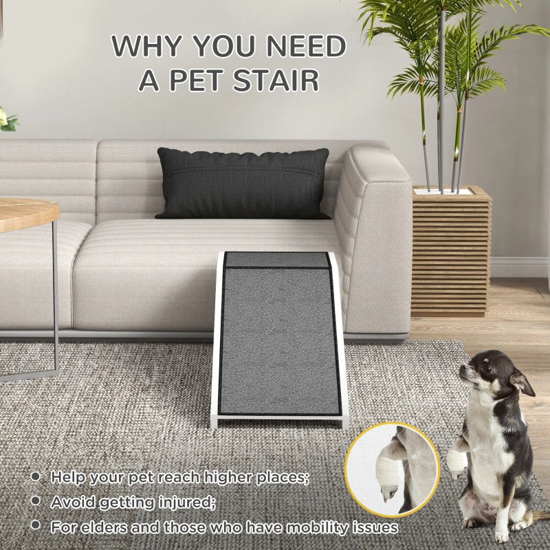 Pet Ramp for Dogs & Cats with Non-Slip Carpet - White, Heavy Duty Wooden Pet Step