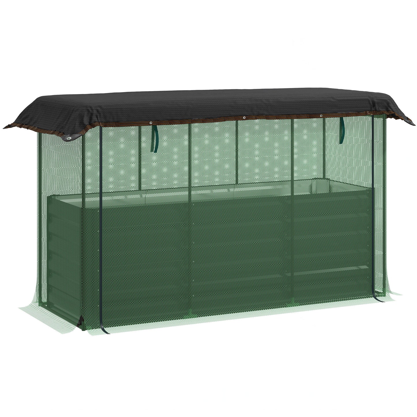 Galvanized Steel Raised Garden Bed with Crop Cage and Shade Cloth - Dark Gray, 695x355x185 mm
