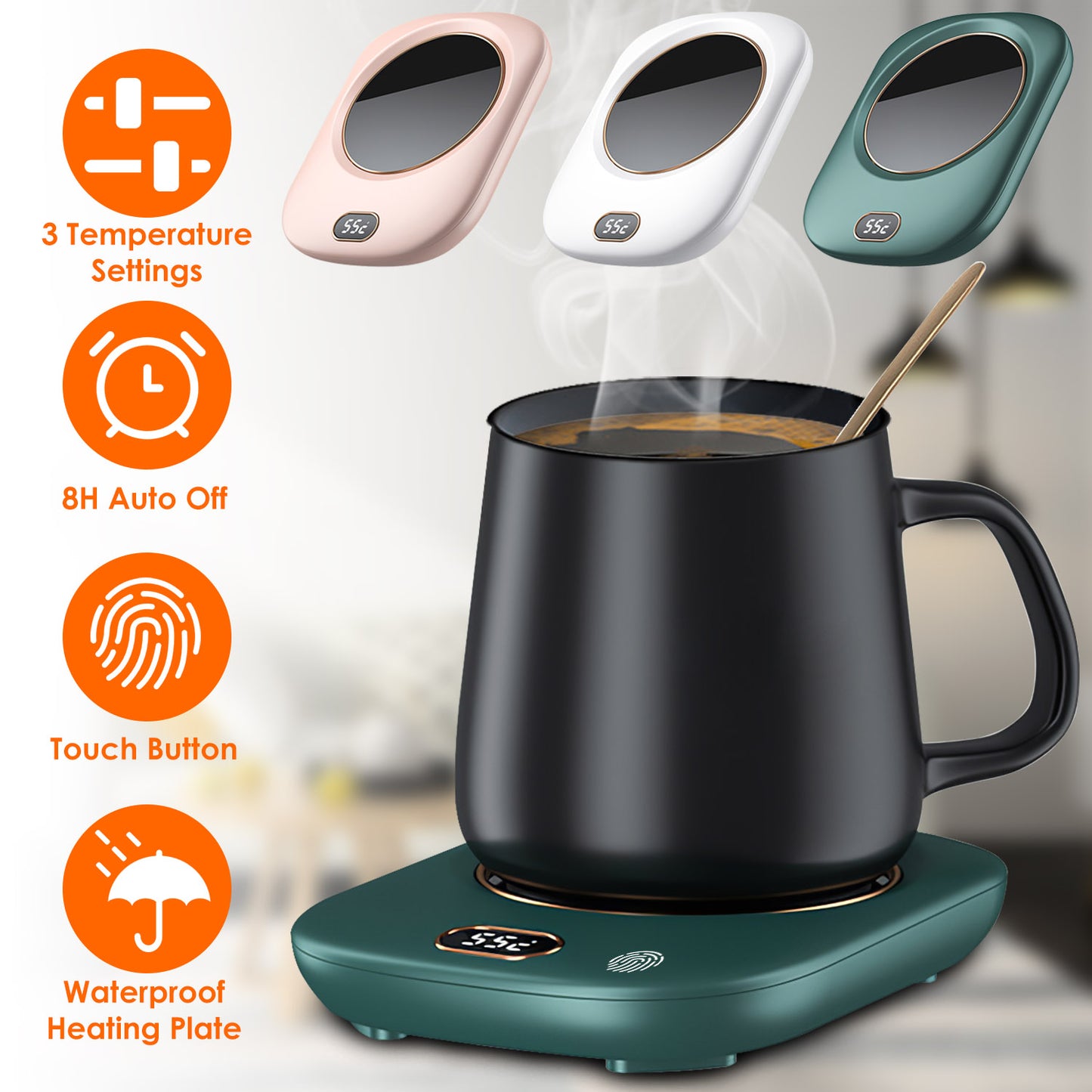 Electric Coffee Mug Warmer with 3 Temperature Settings - USB