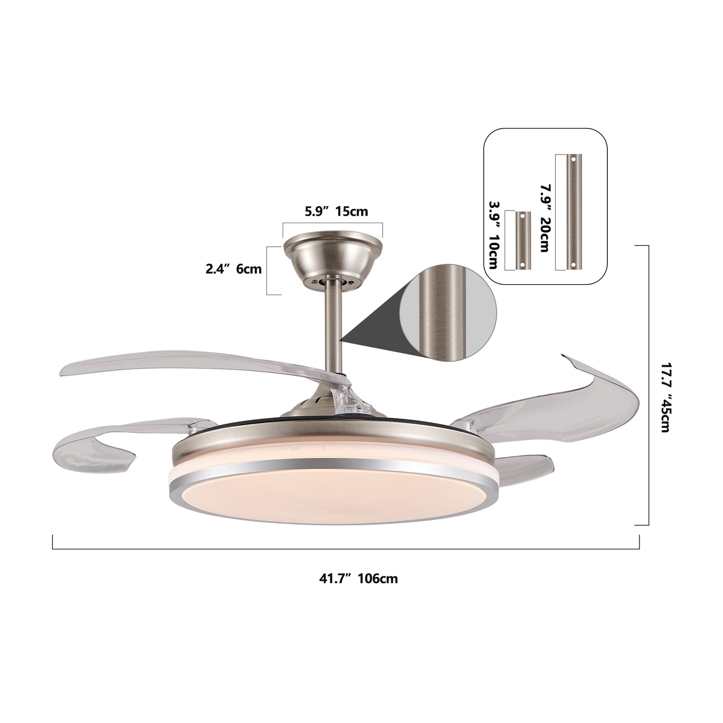 42 Inch Modern LED Ceiling Fan with Light & Remote Control - 6 Speed