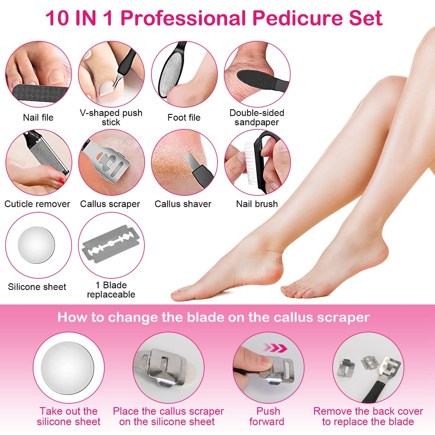 17-Piece Electric Foot Callus Remover with Vacuum and 3 Grinding Heads