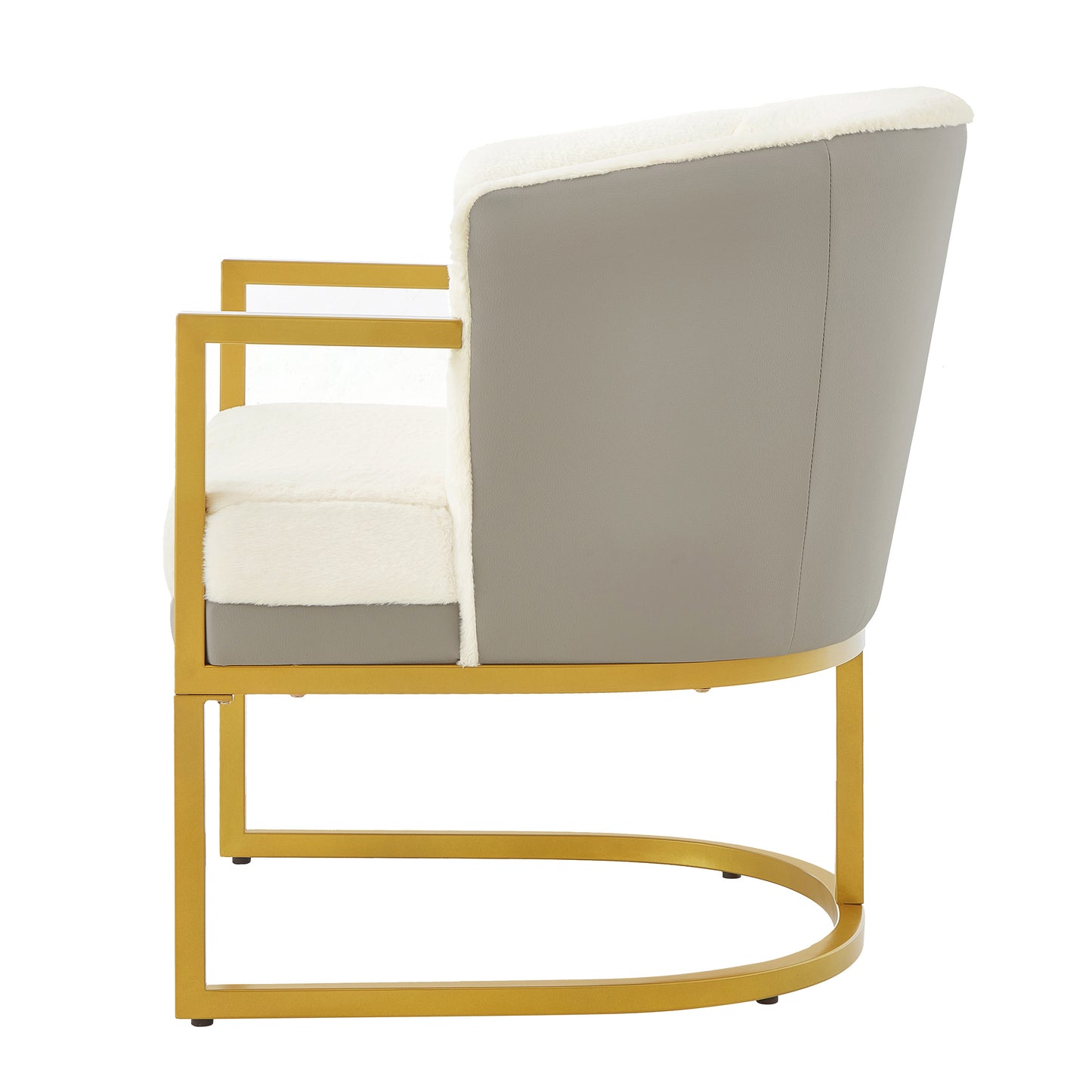 Cozy Upholstered Accent Chair with Gold Frame - Beige