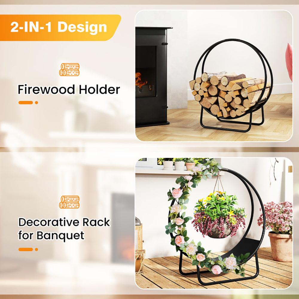 Firewood Log Hoop 20 Inch Round Heavy-duty Metal Curved Rack With
