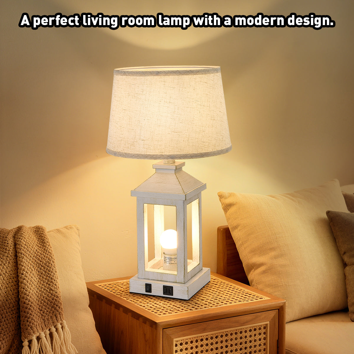 Vintage Industrial Table Lamps Set of 2 with USB Ports - Black