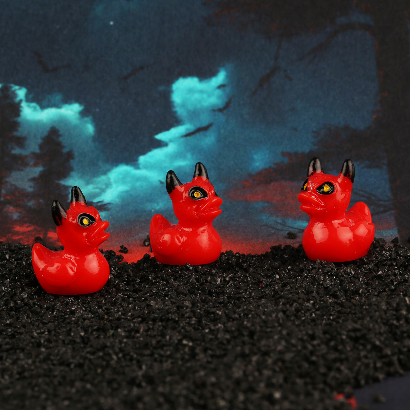 Halloween Ghost Duck Decoration Set - Resin Festive Party Decor