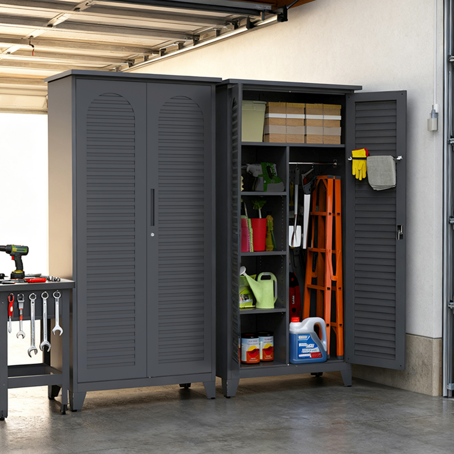 73'' Tall Metal Tool Storage Cabinet - Slate Finish