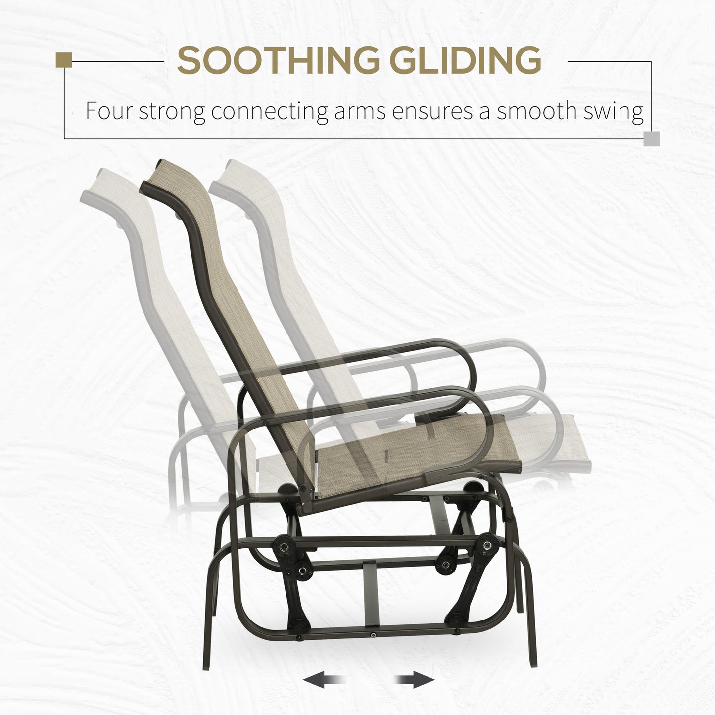 Gliding Lounger Chair - Lightweight Metal & Tan Mesh Rocker