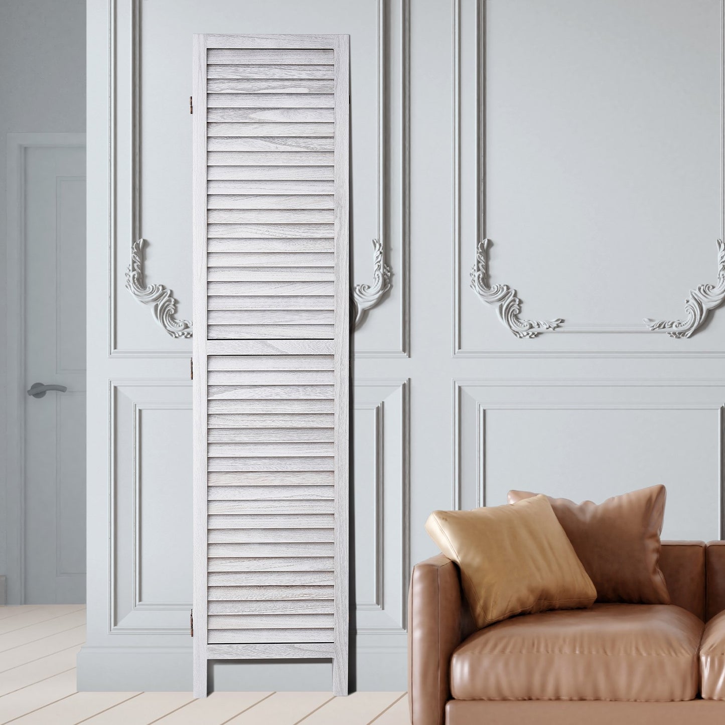 Wood Room Divider - 8 Panel Folding Privacy Screen, 66.9" Tall