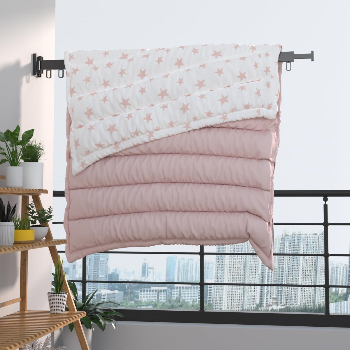 Punch-Free Wall-Mounted Clothes Drying Rack Aluminum Alloy Folding Airer