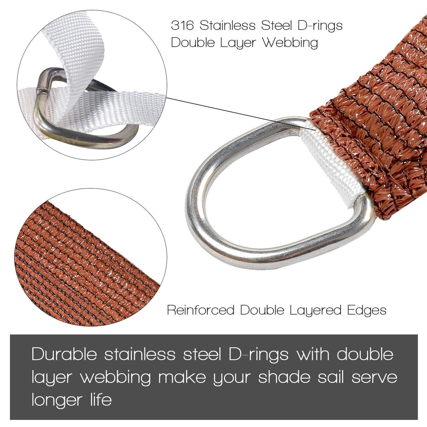 16x20 ft Sunshade Sail UV Waterproof Garden Shade Cloth - Mocha, Rust Red, Sand