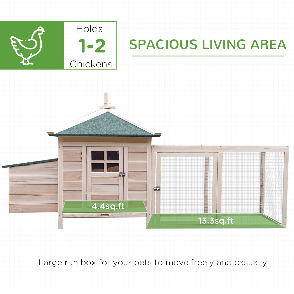 77-Inch Wooden Chicken Coop with Nesting Box & Removable Tray, Outdoor Hen House