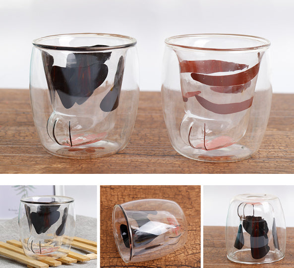 350ml Double Layer Heat-Resistant Borosilicate Glass Cup - Cartoon Style