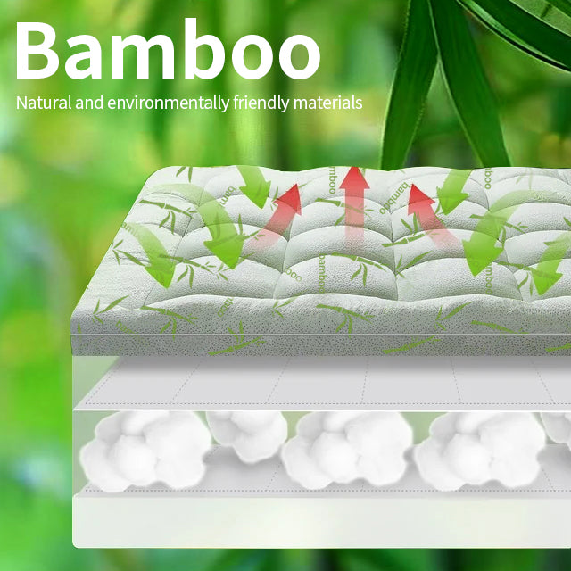 Cool Bamboo Mattress Topper - Thick & Breathable Design
