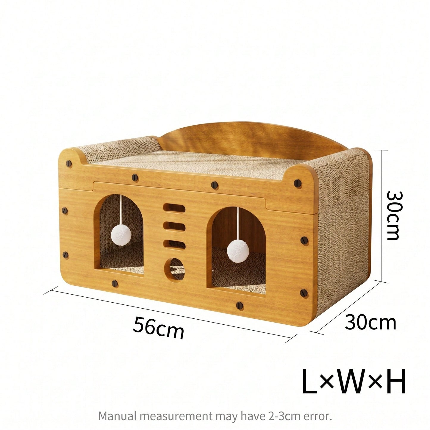 Multi-Style Double-Layer Cat House & Bed with Corrugated Cardboard, Interactive Toys & Ergonomic Support