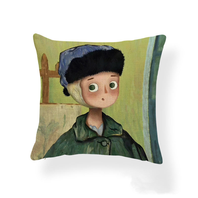 Cartoon Girl Printed Pillowcase Cushion Cover Home Decor 45x45cm