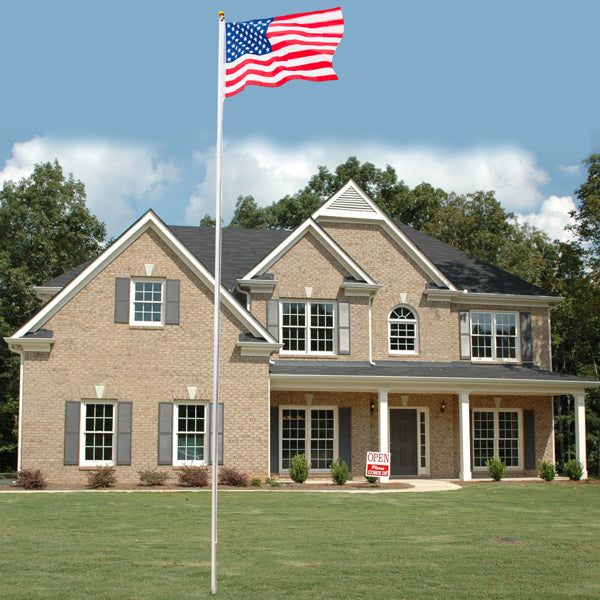Adjustable Aluminum Flagpole Kit with 2 Flags and Finial - 25ft Outdoor Decoration