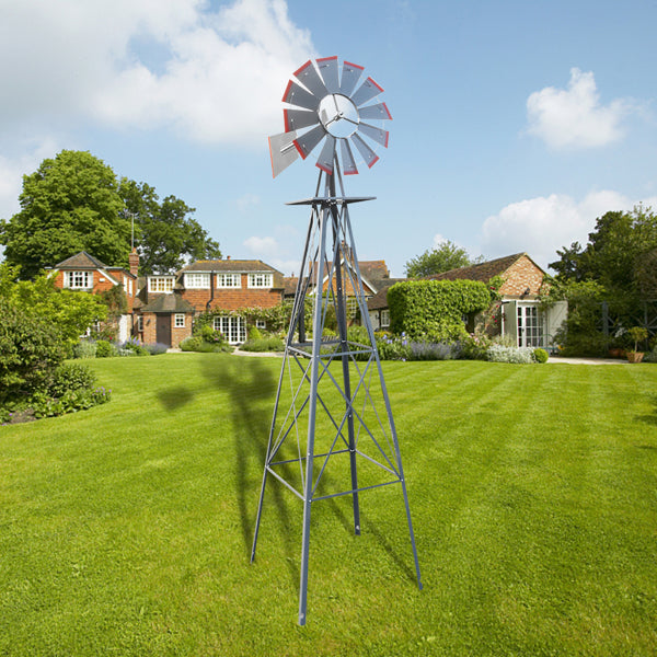 4-Pod Windmill Garden Decor - 8FT Tall Vane Wind Spinner with Steel Construction