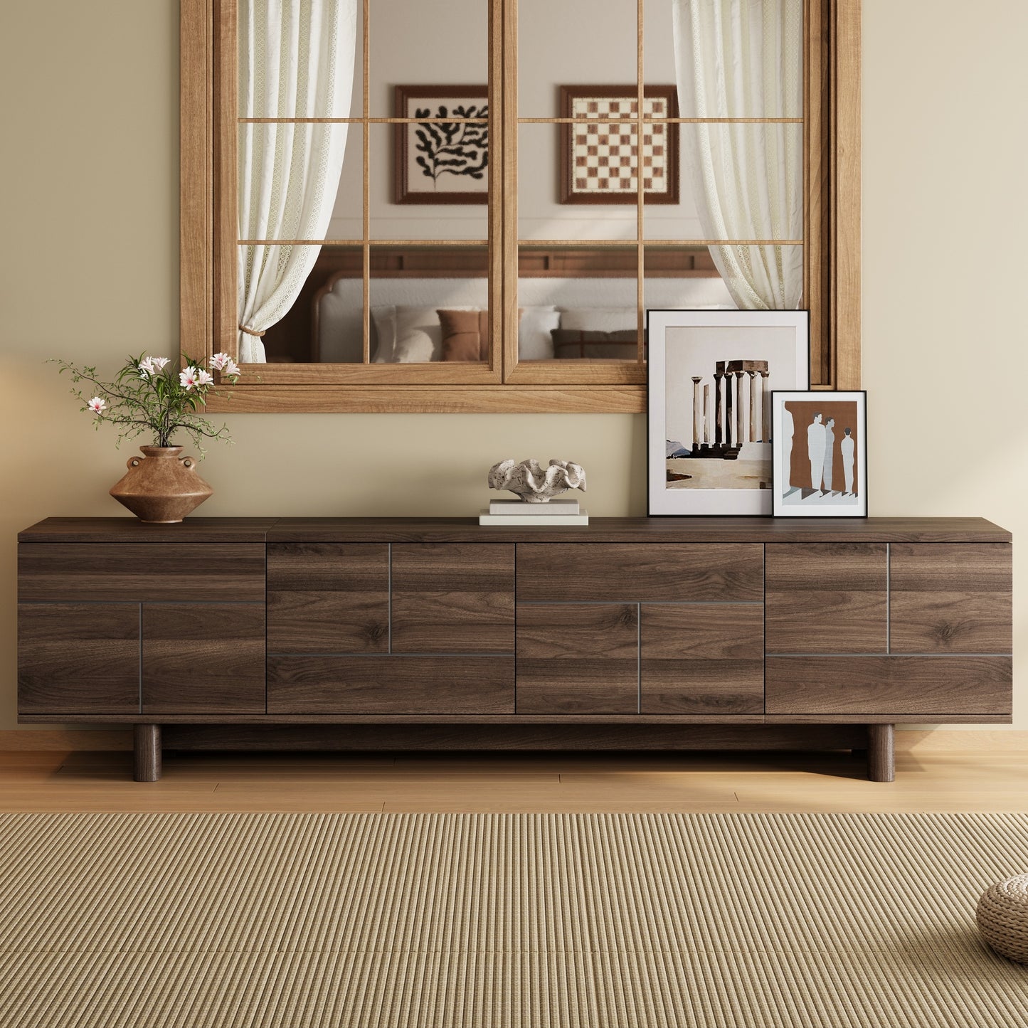 Modern 78-Inch TV Stand for TVs up to 85" - Dark Brown